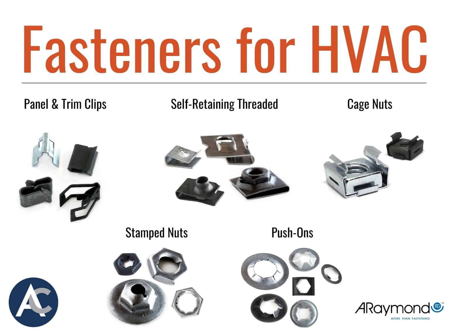 Fasteners for HVAC applications